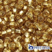Бисер 17020 Чешский Preciosa 10/0, Фасовка 5г, Прозрачный с серебряной полосой TSL, Золотой, Круглый, (УТ0004566)