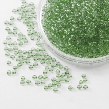 Бисер 01163 Чешский Preciosa 10/0, Прозрачный Солгель Окрашенный CSD, Зеленый, Круглый, (УТ0004406)