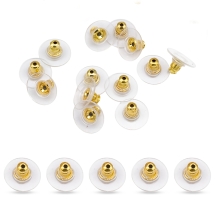 Заглушки для Сережок, Латунь та Силікон Комбіновані, Золото, 12х7мм, Отвір 1мм, (БА000000635)