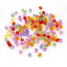 Бусины Акрил Кристалл Биконус, Прозрачные Граненые, Окрашенные, Цвет: Микс, Размер: 6мм, Отверстие 1мм, около 430шт/50г, (УТ0005054)