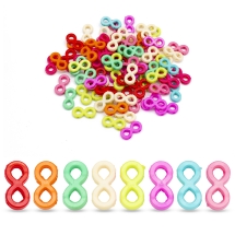 Конектор Акрил Непрозорий, 4 отвори на 2 нитки, знак Нескінченність, Мікс, 10х20х4мм, Отвір 2мм, Близько 80шт / 50г, (УТ0005491)