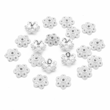 Шапочки для Бусин Металеві, Квітка, Колір: Срібло, Розмір: 9.5х10х3мм, Отвір 1.5мм, (УТ0005523)