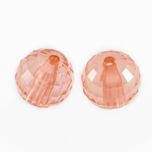 Намистини Акрилові Прозорі, Грановані, Круглі, Колір: Рожевий, Розмір: Діаметр: 18мм, Отвір 3мм, близько 15шт / 50г, (УТ0005623)