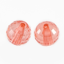Бусины Акриловые Прозрачные, Граненые, Круглые, Цвет: Коралловый, Диаметр: 18мм, Отверстие 3мм, около 15шт/50г, (УТ0005625)