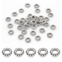 Бусины из Сплава Пончик Тибетский Стиль, Античное Серебро, 8х2мм, Отверстие 3мм, (УТ0005849)