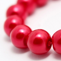 Перли Намистини Скло 8 мм, Глянцеві, Круглі, Колір: Темно-червоний, Діаметр: 8 мм, Отв-тя 1мм, близько 110шт / 88см / нитка, (БА000000957)