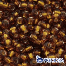 Бисер 17090 Чешский Preciosa 10/0, Фасовка 5г, Прозрачный с серебряной полосой TSL, Золотой, Круглый, (УТ0004569)