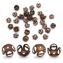 Шапочки для Бусин Залізні, Квітка, Колір: Мідь, Розмір: 8х8х5мм, Отвір 1мм, (УТ0010074)