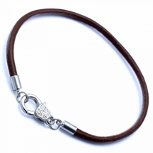 Основа для браслета, Натуральная Кожа, Застежка Карабин, Цвет: Коричневый, Размер: 203х3мм, Карабин: 17х11мм, (УТ0010189)