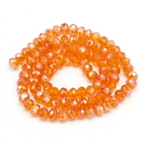 Бусины Гальваника Стекло АВ-Цвет, Граненые, Рондель, Цвет: Оранжевый, Размер: 6х4мм, Отверстие 1мм, около 100шт/46см/нить, (УТ0011251)