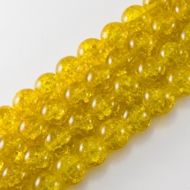 Бусины "Битое Стекло" Круглые, Цвет: Золотистый, Диаметр: 10мм, Отверстие 2мм, около 80шт/80см/нить, (УТ0005840)