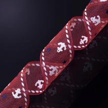 Лента из Органзы с Принтом, Цвет: Красный, Ширина: 16мм, около 170м/катушка, (УТ0011799)
