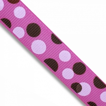 Лента Репсовая с Принтом Горошек, Полиэстер, Цвет: Розовый, Ширина: 9мм, около 85м/катушка, (УТ0011800)