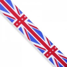 Лента Репсовая, с Принтом Британский флаг, Полиэстер, Цвет: Красный, Ширина: 16мм, около 85м/катушка, (УТ0011811)
