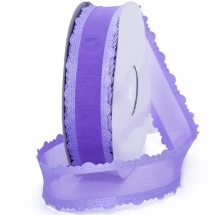 Лента Органза и Полиэстер Кружево, Цвет: Сиреневый, Ширина: 25мм, около 18м/катушка, (УТ0011903)