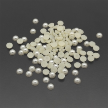 Кабошони Перли Акриловий, Круглі, Колір: слонова кістка, Діаметр: 5мм, Товщина 2.2мм, близько 670шт/25г, (УТ0013503)