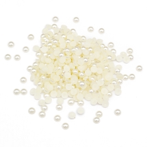 Кабошони Перли Акриловий, Круглі, Колір: слонова кістка, Діаметр: 6мм, Товщина 3 мм, близько 230шт/25г, (УТ0013504)
