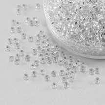 Бісер Preciosa 10/0 цв. 78102, Прозорий зі срібною смугою TSL, Білий, Круглий, (УТ0016901)