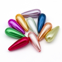 Перли Намистини Пластикові ABS, Глянцеві, Крапля, Колір: Мікс, Розмір: 33х12.5мм, Отвір: 2 мм, (УТ0017595)