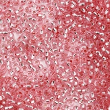 Бисер 78291 Чешский Preciosa 10/0, Прозрачный с серебряной полосой TSL, Красный, Круглый, (УТ0018511)