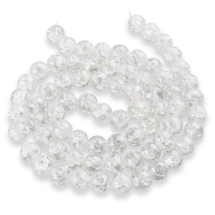 Бусины Стеклянные Кракле, "Битое Стекло" Круглые, Бесцветный, 12мм, Отверстие 2мм, около 64шт/76см/нить, (УТ0018876)