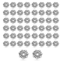Бусины-Разделители Бижутерный Сплав, Цветок плоские, Цвет: Античное Серебро, Размер: 9.5х2мм, Отверстие: 2мм, (УТ0019169)
