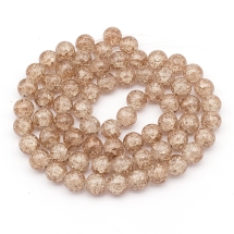 Бусины "Битое Стекло" Круглые, Цвет: Коричневый бледный, Диаметр: 12мм, Отверстие: 2мм, около 67шт/80см/нить, (УТ0019075)