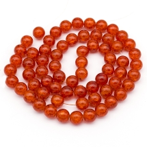 Бусины "Битое Стекло" Круглые, Цвет: Оранжевый, Диаметр: 12мм, Отверстие: 2мм, около 67шт/80см/нить, (УТ0019074)