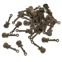 Кулон Гитара, Металл, Цвет: Бронза, Размер: 24х9х2мм, Отверстие 1мм, (УТ0019133)