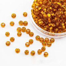 Бисер 17110 Чешский Preciosa 10/0, Прозрачный с серебряной полосой TSL, Коричневый, Круглый, (УТ0024607)