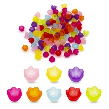 Шапочки для Бусин Акрил Матовые, Прозрачные, Цветок, Цвет: Микс, Размер: 10х6мм, Отверстие 1.5мм, около 95шт/25г, (УТ000003569)