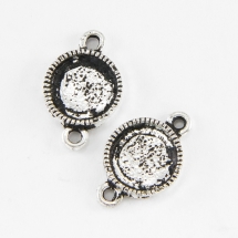 Коннектор-Сеттинг Круглый под Кабошон, 2 отверстия, Бижутерный сплав, Античное Серебро, 19х12мм, Внутренний 10х2мм, Отверстие 2мм, (УТ0026389)