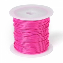 Шнур Вощений Поліестер, підходить для плетіння браслетів, Колір: Рожевий, Розмір: Товщина 1мм, близько 10м/котушка, (УТ0026611)