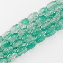 Бусины "Битое Стекло" Двухцветные, Овальные, Цвет: Зеленый A44, Размер: 11х8мм, Отверстие 1.5мм, около 70шт/77см/нить, (УТ0027336)