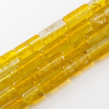 Бусины "Битое Стекло" Двухцветные, цилиндр, Цвет: Желтый A75, Размер: 12х6мм, около 48шт/58см/нить, Отверстие 1.5мм, (УТ0027363)
