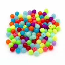 Бусины Акрил Флуоресцентные, Круглые, Микс, 6мм, Отверстие 1.5мм, около 375шт/50г, (УТ0027435)