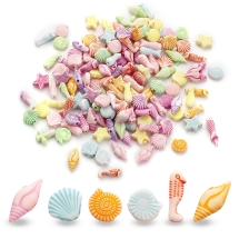 Бусины Акрил Морская Тема, Крафт Стиль, Цвет: Микс, Размер: 10~15x6~11x4~5мм, Отверстие 2мм, около 130шт/50г, (УТ0027498)