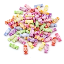 Намистини Акрил Цукерки, Крафт Стиль, Колір: Мікс, Розмір: 7x15x5мм, Отвір 2мм, близько 115шт/50г, (УТ0027499)