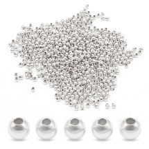 Бусины-Разделители Железные Круглые, Серебро, 3х3мм, Отверстие 1мм, около 1000шт/50г, (УТ0027637)