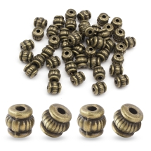 Бусины-Разделители из Сплава Бочка Тибетский Стиль, Бронзовый Цвет, 5х5х5мм, Отверстие 1.5мм, (УТ0027638)