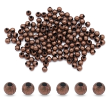 Бусины-Разделители Железные Круглые, Медь, 3х3мм, Отверстие 1.2мм, около 1000шт/50г, (УТ0027636)