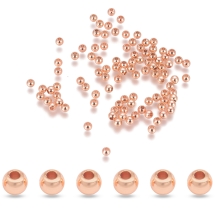 Бусины-Разделители Латунные Круглые, Покрытие Розовое Золото, 3мм, Отверстие 1мм, около 65шт/5г, (УТ0027667)