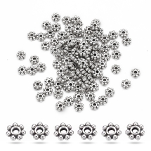 Намистини-Роздільники, Сплав, Квітка, Колір: Античне Срібло, Розмір: 4.5х1.5мм, Отвір 1мм, (УТ0027746)