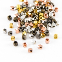 Бусины-Разделители, Латунь, Граненые, Бочонок, Цвет: Микс, 3х3мм, Отверстие 1.5мм, (УТ0027745)