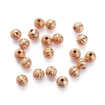 Бусины Звездная Пыль, Латунь, Круглые, Цвет: Розовое Золото, Размер: 6мм, Отверстие 1.2мм, (УТ0027759)