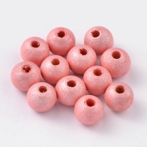 Бусины Деревянные Окрашенные, Круглые, Цвет: Розовый, Размер: 8мм, Отв-тие 3мм, около 150шт/25г, (УТ0027804)
