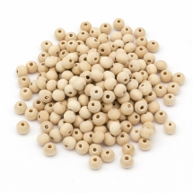 Бусины Дерево Круглые, Цвет: Бежевый, Размер: 8мм, Отв-тие 3мм, около 280шт/50г, (УТ0027837)