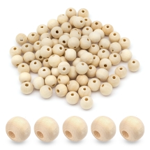 Бусины Деревянные Круглые, Неокрашенные, 12мм, Отверстие 3мм, около 90шт/50г, (УТ0027836)