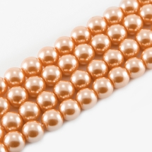 Жемчуг Бусины Стекло, Глянец, Экокраска, нить из смесового хлопка, Круглые, Темно-оранжевый, 10мм, Отв. 1мм, ок. 40шт/40см/нить (УТ0027900)