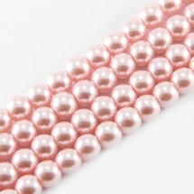 Жемчуг Бусины Стекло 12мм, Глянцевые, Круглые, Цвет: Розовый, Диаметр: 12мм, Отв-тие 1мм, около 70шт/84см/нить, (УТ0027904)